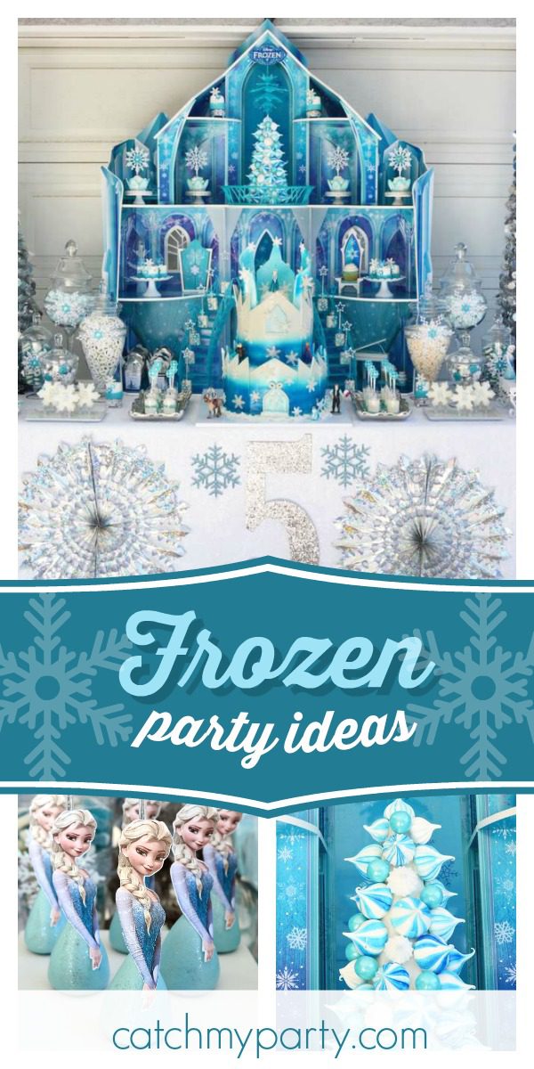 Collage of a Frozen Castle Birthday Party