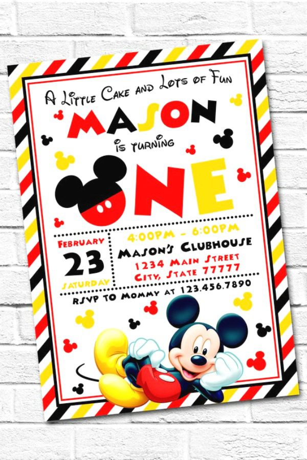 Mickey Mouse 1st Birthday Party Invitation