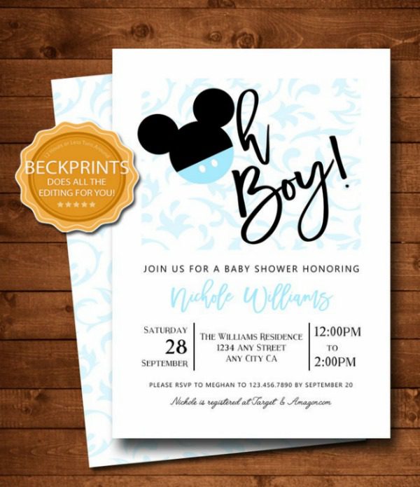 Mickey Mouse Baby Shower Invitation