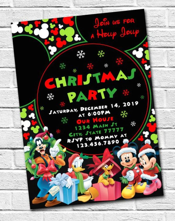Mickey Mouse Christmas Party Invitation