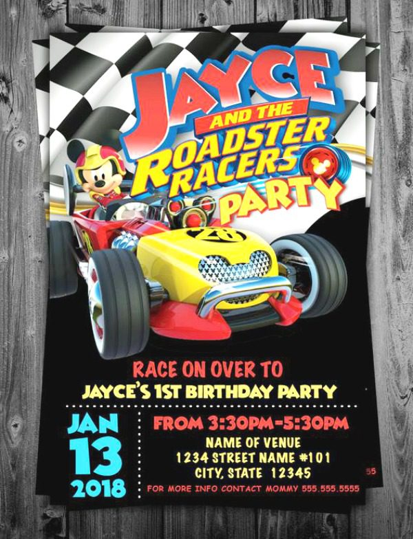 Minnie Mouse Roadster Racers Birthday Party Invitation