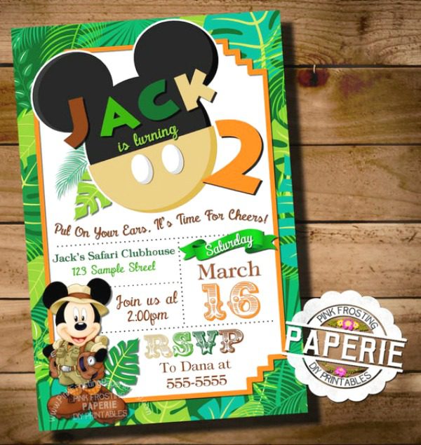 Mickey Mouse Safari Party Invitation