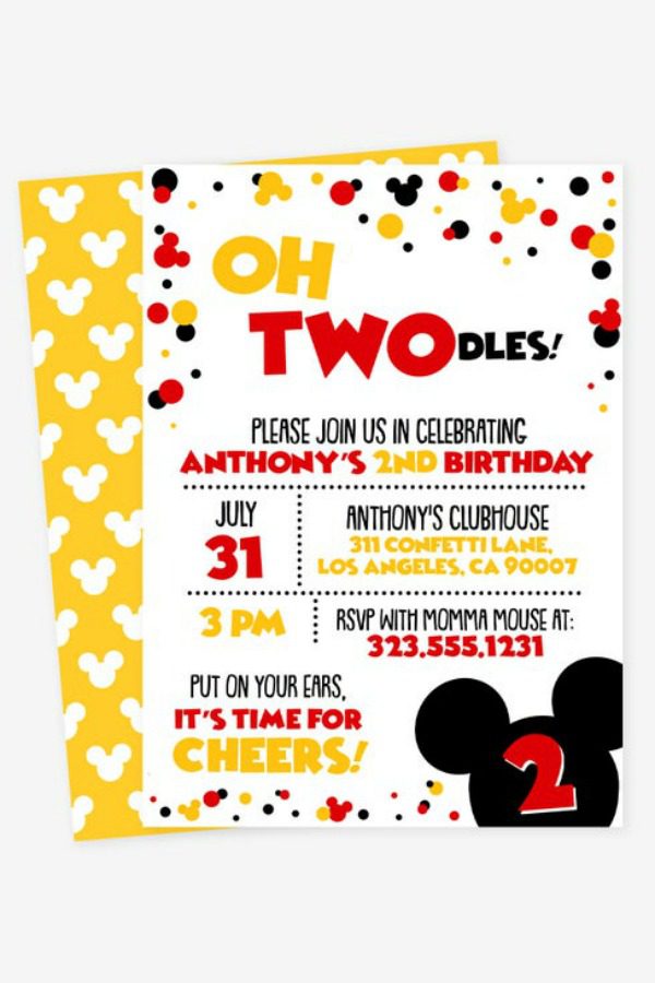 Mickey Mouse Twodles Party Invitation