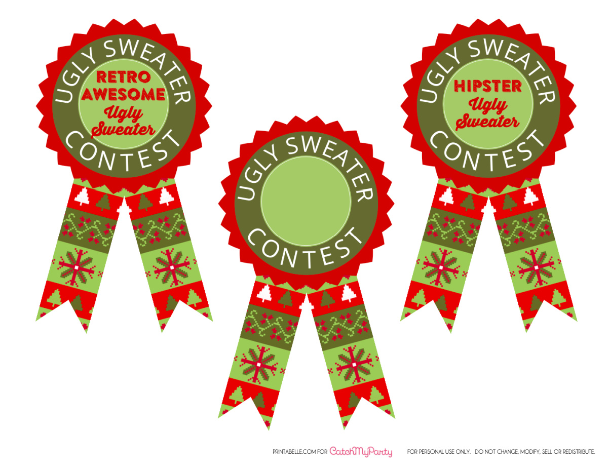 FREE Ugly Sweater Printable Rosette Awards