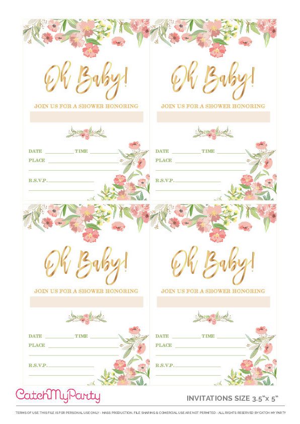 Floral Baby Shower Invitations