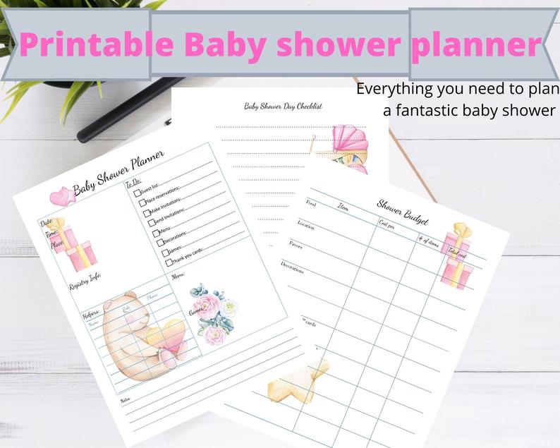 Printable Cute Bear Baby Shower Planner