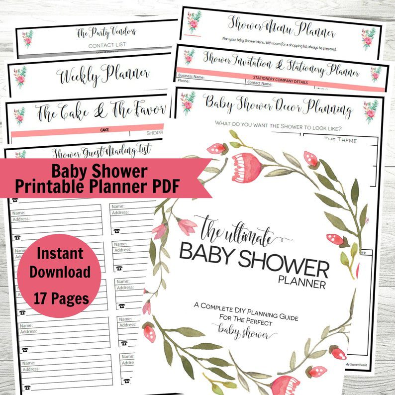 Printable Floral Baby Shower Planners