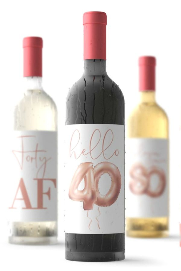 40th Birthday Wine Bottle Label Party Favor