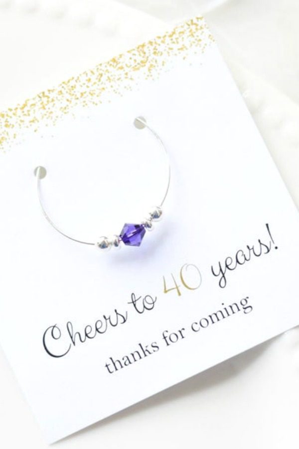 40th Birthday Wine Charm Party Favor