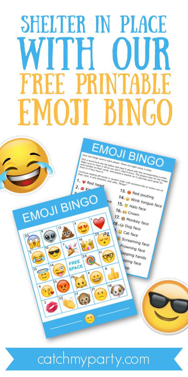 Collage of a Shelter in Place With Our Free Printable Emoji Bingo!