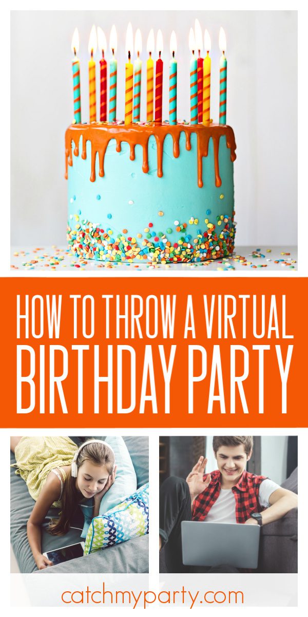 Collage of how to throw a virtual party