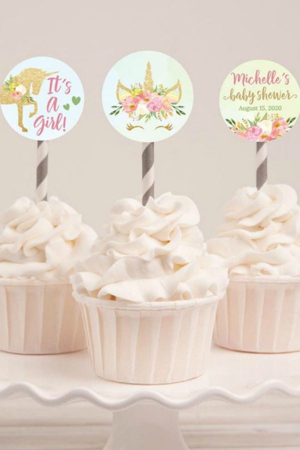 Unicorn Baby Shower Cupcakes | CatchMyParty.com