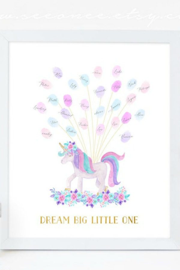Unciorn Baby Shower Guest Book