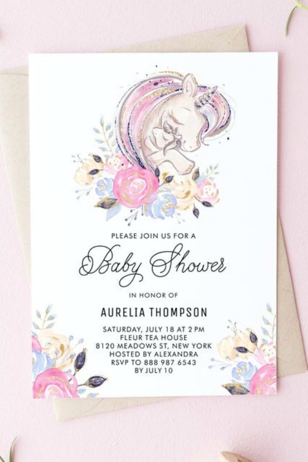 Unicorn Baby Shower invitation