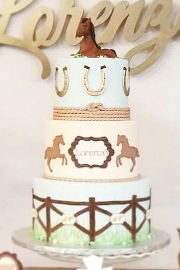 An impressive horse-themed tiered cake