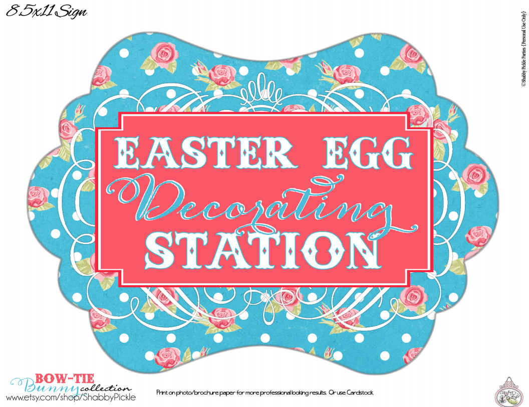 Free Printable Easter Egg Decorating Station Sign | CatchMyParty.com