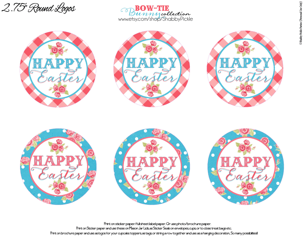 Free Printables Bow Tie Bunny Easter Cupcake Toppers | CatchMyParty.com