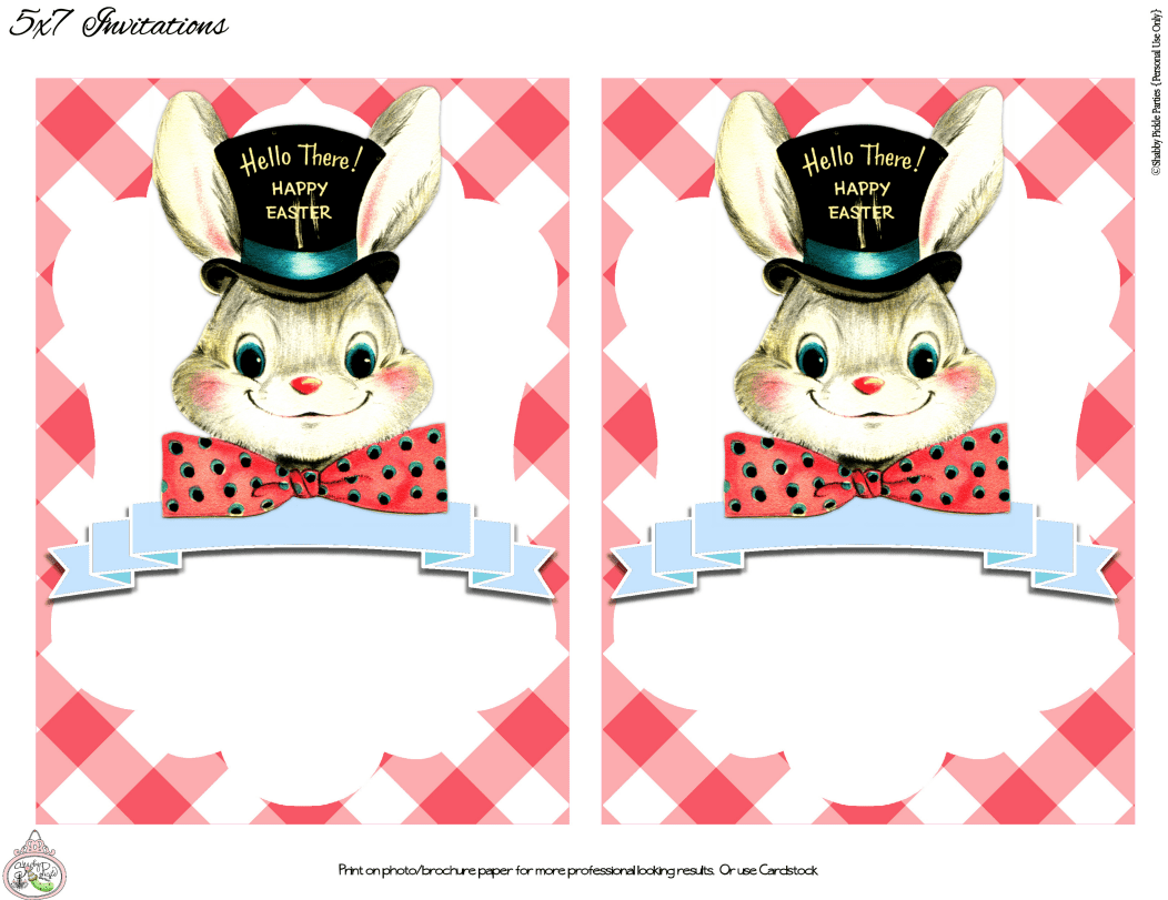 Free Bow Tie Bunny Easter Celebration Invitations | CatchMyParty.com