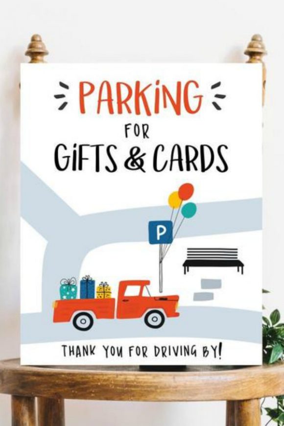 Drive-By Parking for Gifts and Cards Sign