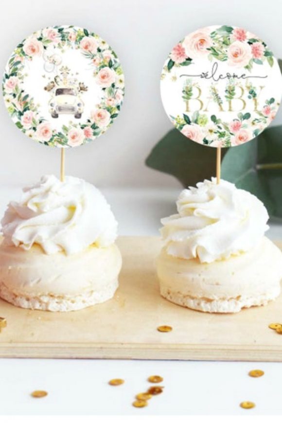 Drive-By Baby Shower Cupcake Toppers