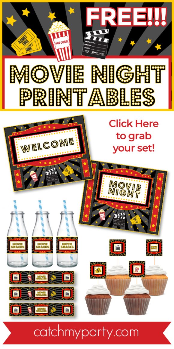 Free Movie Night Party Printables | CatchMyParty.com