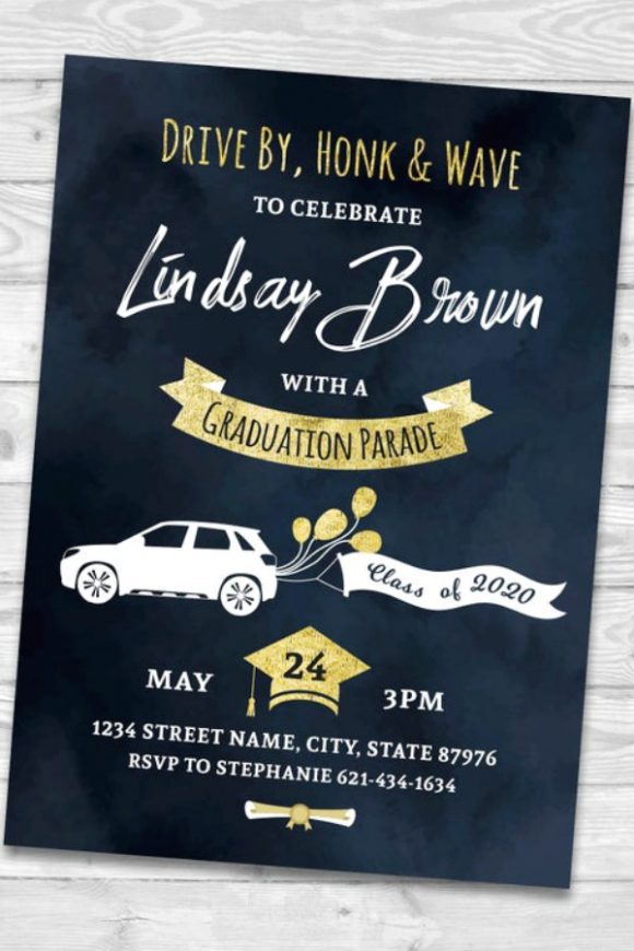 Quarantine Graduation Drive-by Printable Party Invitation