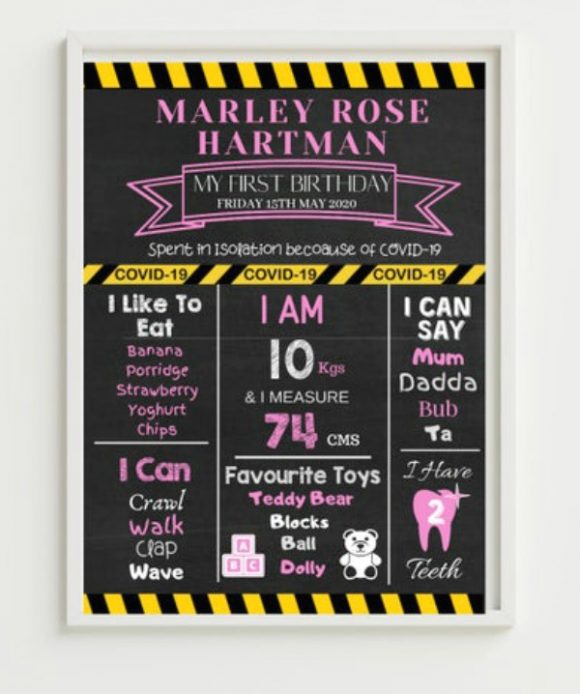 Quarantine Chalkboard 1st Birthday Poster