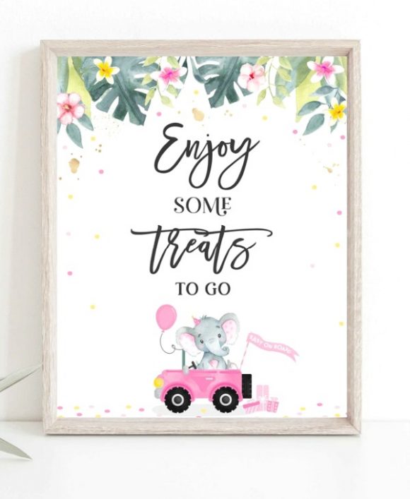'Treats to Go' Girl Baby Shower Thank You Sign