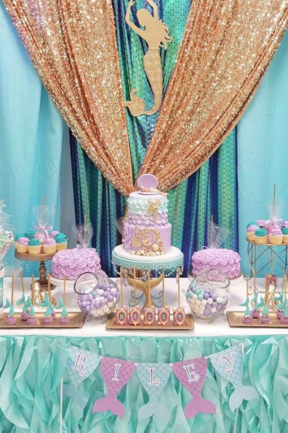 Mermaid themed Baby Shower | CatchMyParty.com Mermaid themed Baby Shower