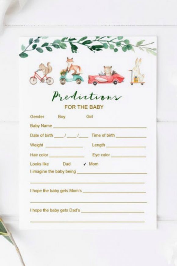 Drive-By Boy Baby Shower Party Activity - Predictions