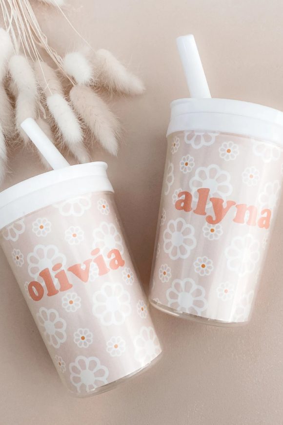 Floral Personalized Sippy Cup
