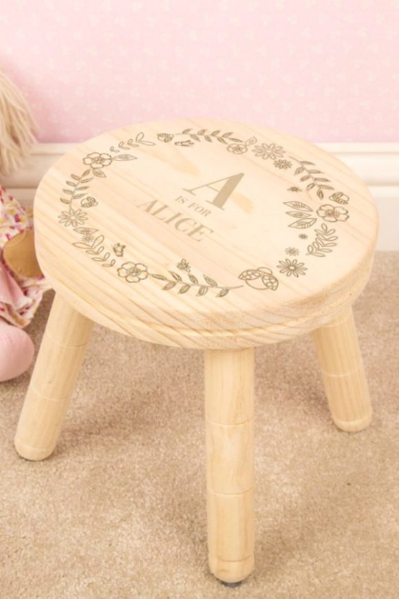 Wooden Engraved Stool
