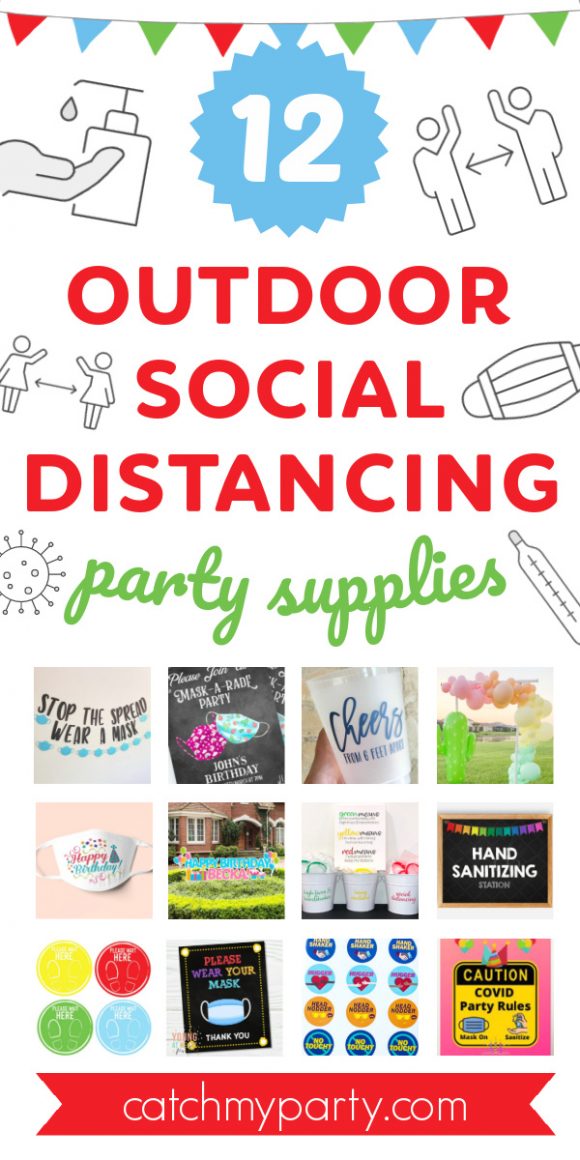 Collage of The Best 12 Outdoor Social Distancing Party Supplies!