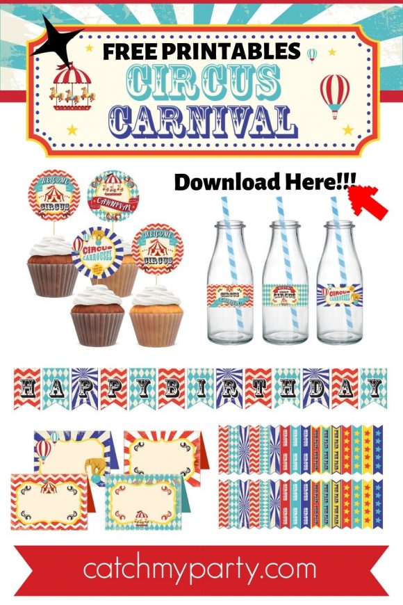 Collage of FREE Circus Carnival Printables