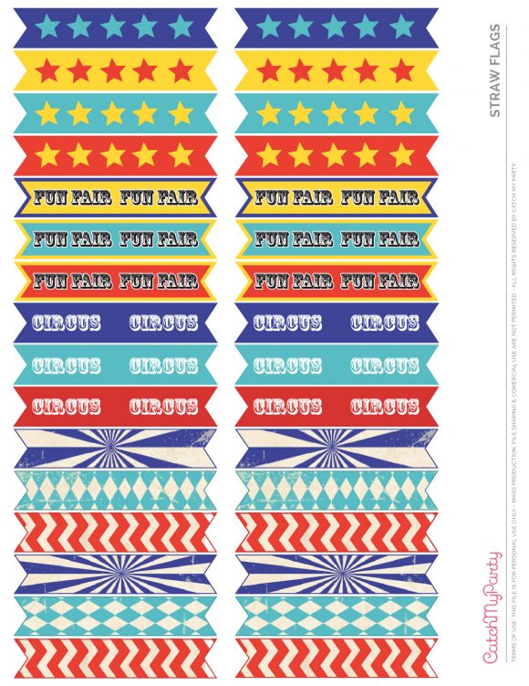 FREE Circus Carnival Printables Starw Flags