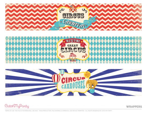 FREE Circus Carnival Printables Wrappers