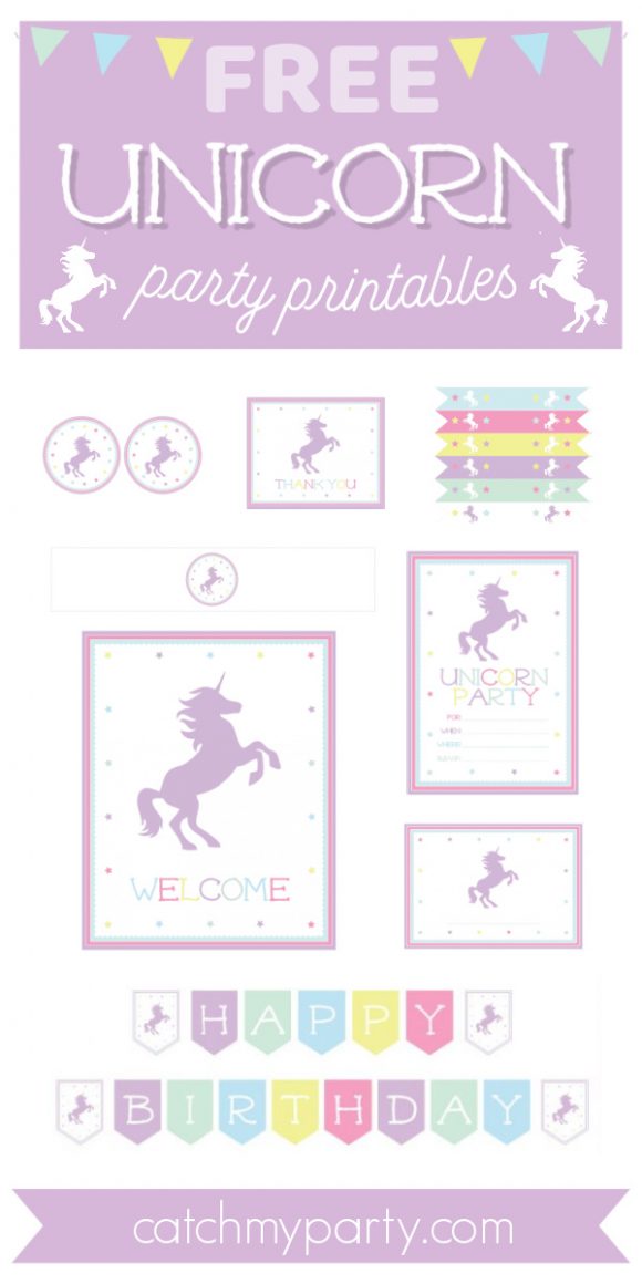 Free unicorn birthday party printables