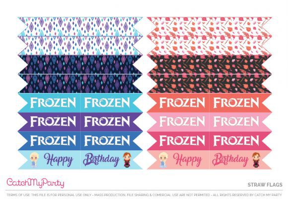 FREE Frozen 2 Party Printables - Straw Flags