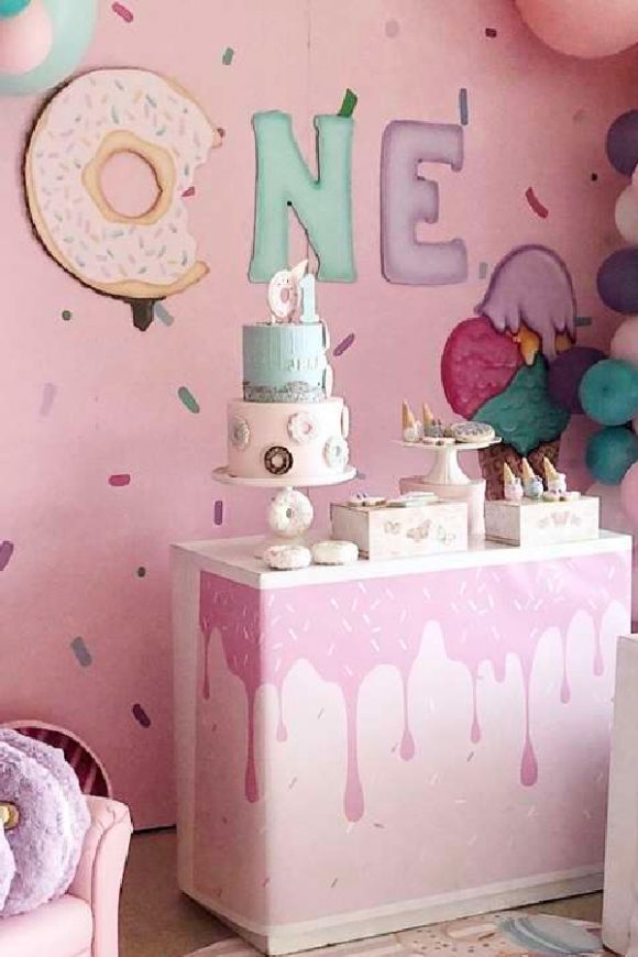 Donut 1st birthday party | CatchMyParty.com Donut 1st birthday party