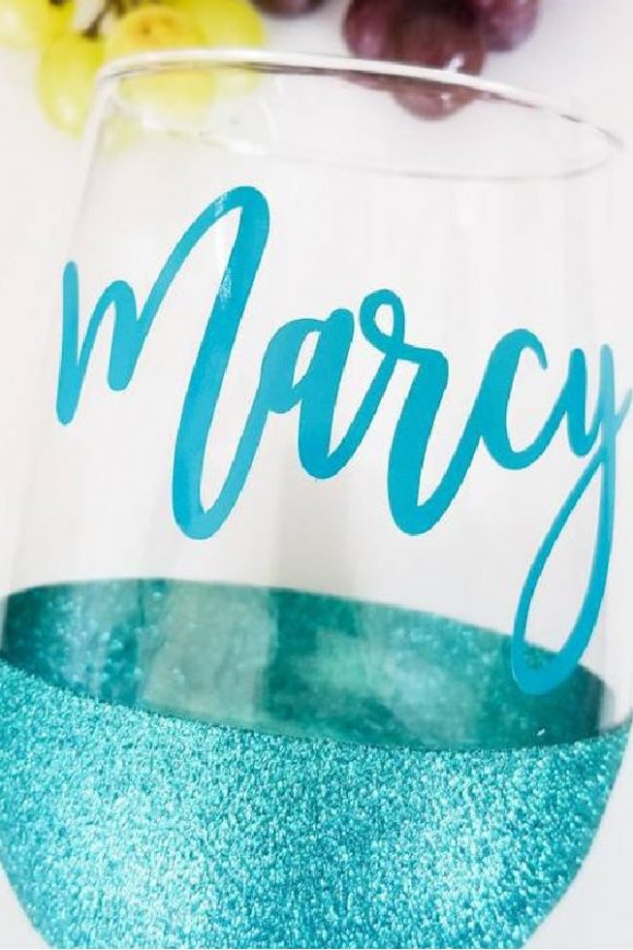 Quinceanera Gifts - Personalised Glitter Glass