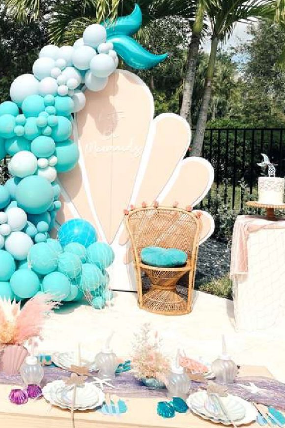 Boho Mermaid Picnic Party | CatchMyParty.com Boho Mermaid Picnic Party