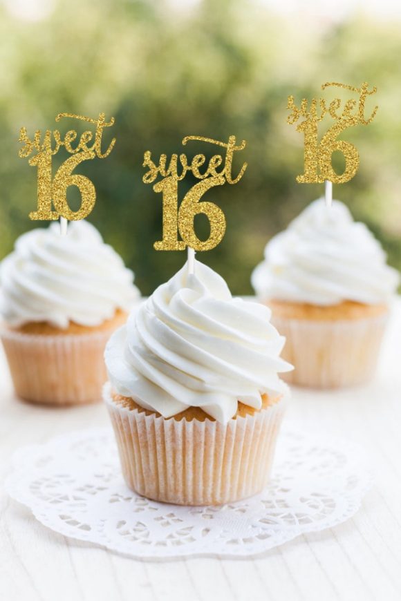Sweet 16 Birthday Cupcake Toppers