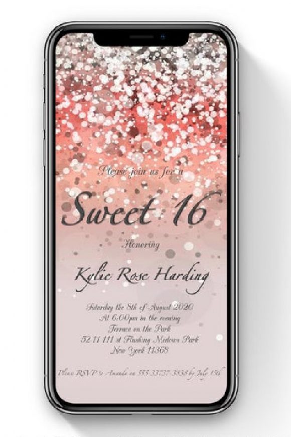Digital Sweet 16 birthday party Invitation