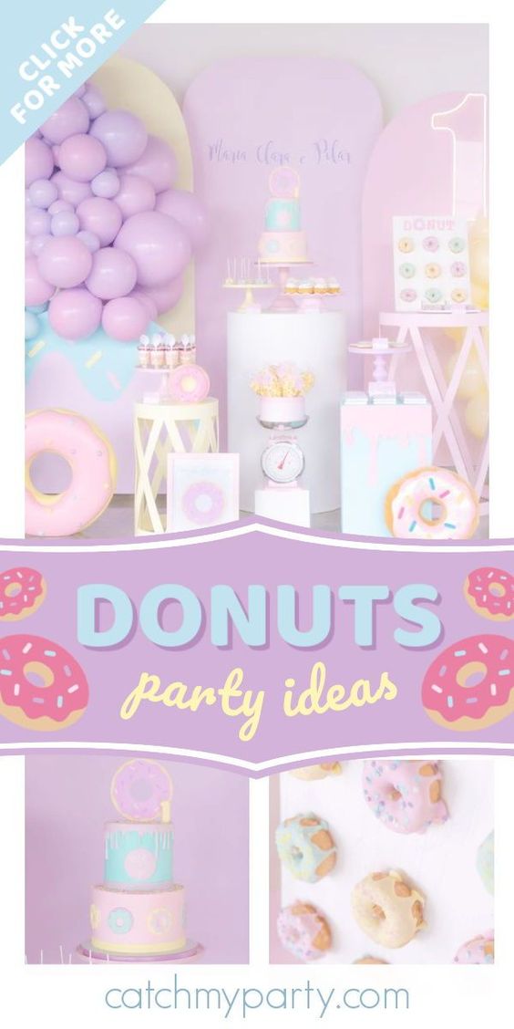 Donuts birthday party | CatchMyParty.com Donuts birthday party