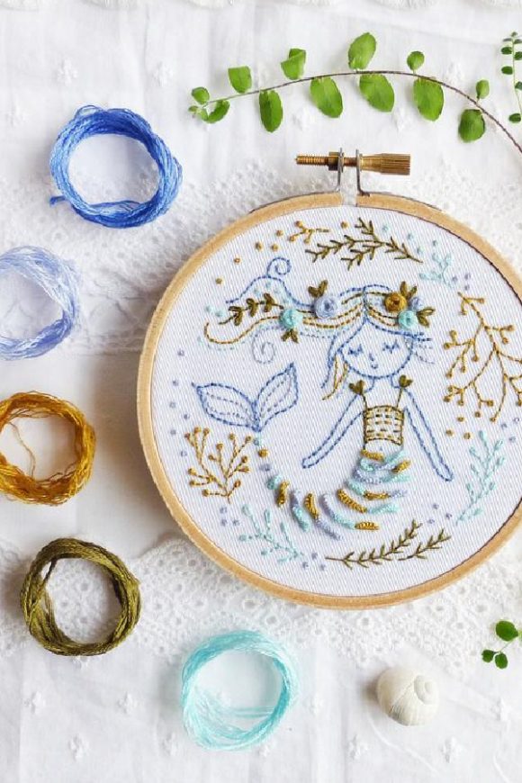 Mermaid Embroidery kit | CatchMyParty.com Mermaid Embroidery kit