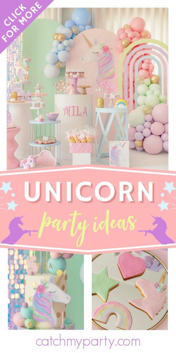 Unicorn birthday party | CatchMyParty.com Unicorn birthday party