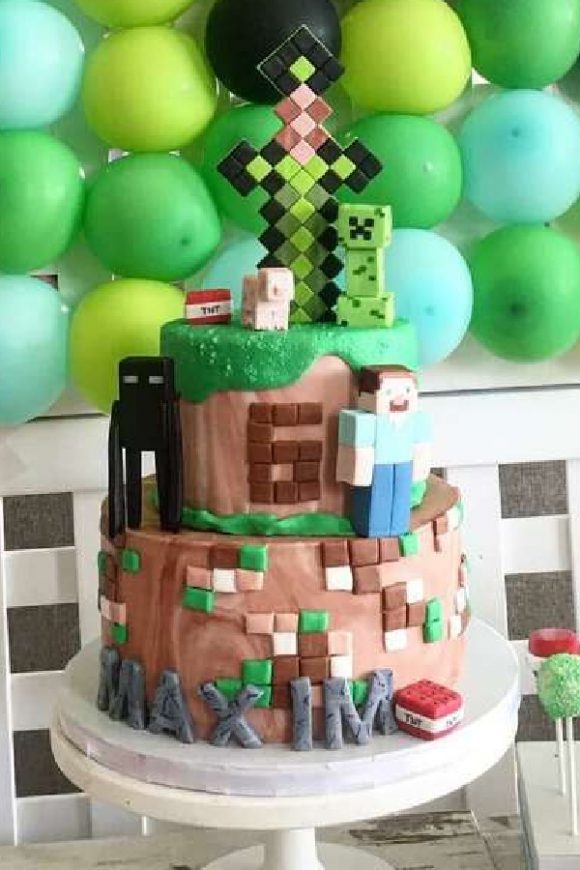 Get Ready to Be Blown Away by These 12 Minecraft Cakes! - Fantastic Tiered Minecraft Cake 