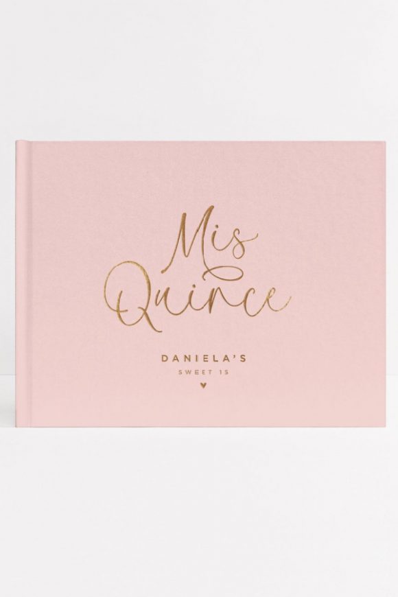 Elegant Pink and Gold Quinceanera Guest Book