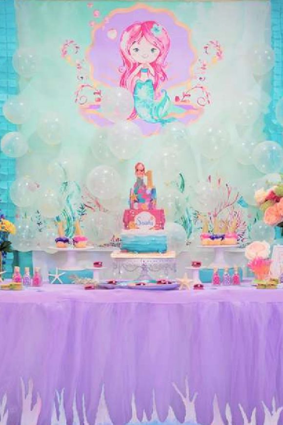 Under the Sea Mermaid Dessert Table | CatchMyParty.com Under the Sea Mermaid Dessert Table