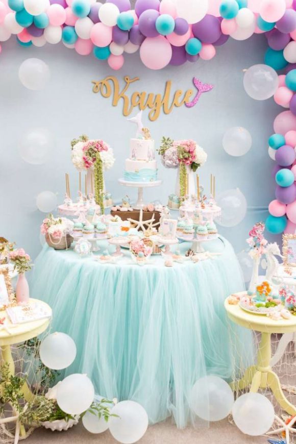 Pastel Mermaid Birthday Party | CatchMyParty.com Pastel Mermaid Birthday Party